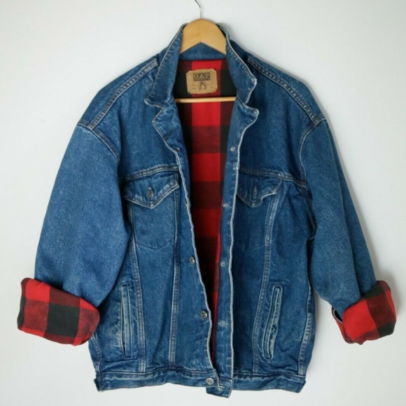GAP Other - Vintage Gap Denim and Buffalo Plaid Lined Jacket